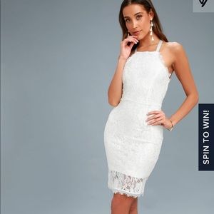 Lulus wishful wanderings white lace midi dress